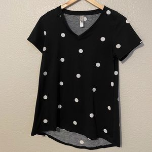 LuLuRoe Christy Black Polka Dot Tee